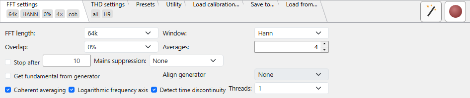 FFT settings tab